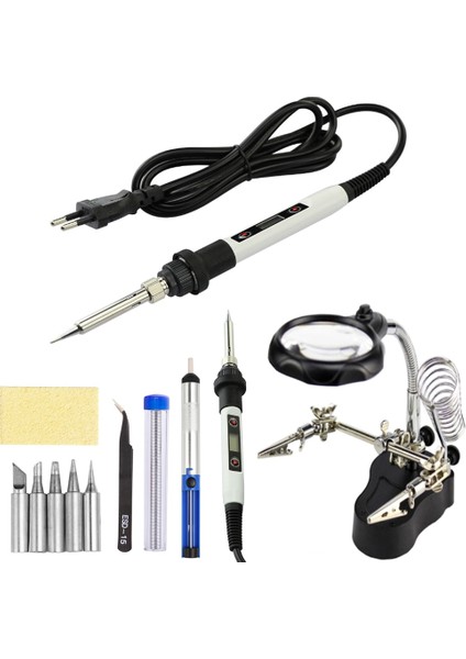 Set-4 110V Abd Fişi 60W/80W Ayarlanabilir Sıcaklık Elektrikli Havya 220V 110V Havya Aksesuarları Büyüteç Seti (Yurt Dışından) modelleri