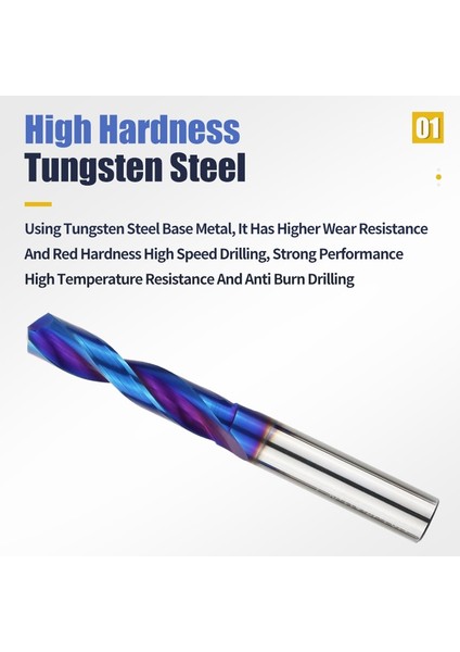 HRC45 3.0mm HRC45/55/65 Tungsten Karbür Bit Titanyum Metal Matkap 1.0-20MM Metal Işleme Araçları Karbür Uçları Metal Matkap Seti Sert Metal Matkap (Yurt Dışından)