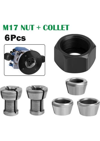 6 Adet M17 Collet Chuck Adaptörü Somun Gravür Kırpma Makinesi Elektrikli Freze Makinesi Oyma Makinesi Elektrikli Freze Makinesi Araçları (Yurt Dışından)
