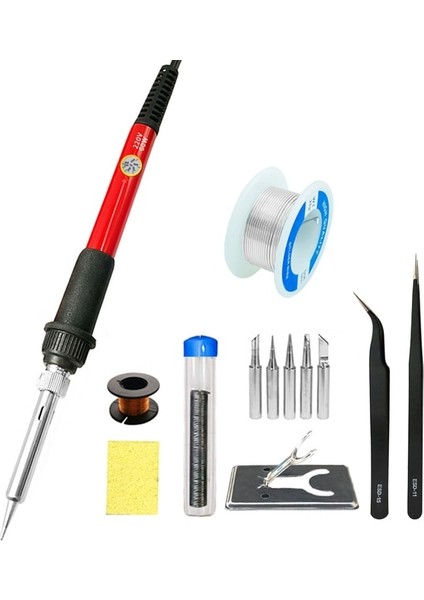 Kırmızı Set 2 Ab 60 W Sıcaklık Ayarlanabilir Havya Elektrikli Kaynak Lehim Demir Istasyonları Havya Ipuçları Tamir Telefonları Bilgisayar TS100 (Yurt Dışından)