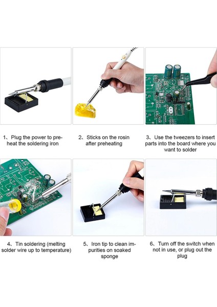 Koyu Mavi 60W 220V, Abd Jcdsolder 60W 220V Ayarlanabilir Sıcaklık Havya Seti + 5 Ipuçları + Lehim Sökme Pompası + Havya Standı + Cımbız + Lehim Teli (Yurt Dışından) fiyatları