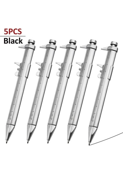 5 Adet Siyah 5 Adet Kumpas Kalem 0-100MM Sürmeli Kumpas Silindiri Tükenmez 1mm Plastik Öğrenci Kırtasiye Hediye Sürmeli Kumpas Ölçme Araçları (Yurt Dışından)