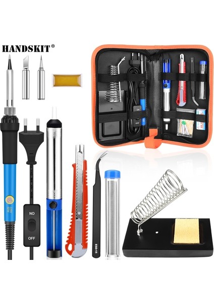 D Tipi 220V Ab Lug 220V 60W Ayarlanabilir Sıcaklık Havya Kiti 5 Adet Ipuçları Lehim Sökme Pompası Havya Standı Cımbız Büyüteç (Yurt Dışından)