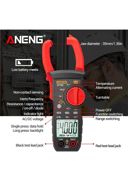 ST182 Pro Aneng ST182 Pro Dijital Pens Metre Ac Akım Multimetre Dc/ac Gerilim Ampermetre Gerilim Test Cihazı Amp Hz Kapasite Ncv Ohm Testi (Yurt Dışından) modelleri