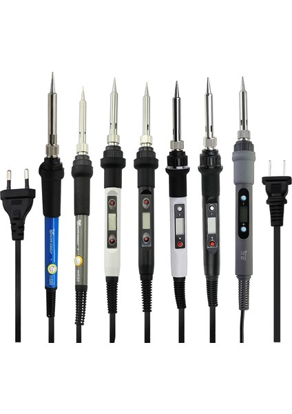 60W Gri 110V Us Plug 60W Sıcaklık Ayarlanabilir Elektrikli Havya 110V 220V 80W Dijital Ekran Lehim Kalemi Kaynak Onarım Araçları (Yurt Dışından) indirimleri