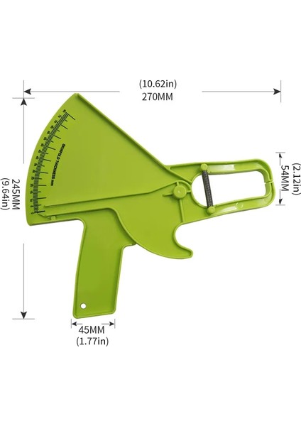 Yeşil 0-80MM Vücut Yağ Ölçü Test Cihazı Analizörü Sebum Kaliper Kelepçe Şekilli Cetvel Deri Kıvrım Test Cihazı Ölçüm Bandı (Yurt Dışından)