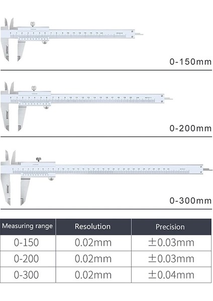 150MM 0.02MM Paslanmaz Çelik Sürmeli Kumpas 0-150-200MM Endüstriyel Sınıf Yüksek Hassasiyetli Sürmeli Kumpas Ölçme Aracı (Yurt Dışından)