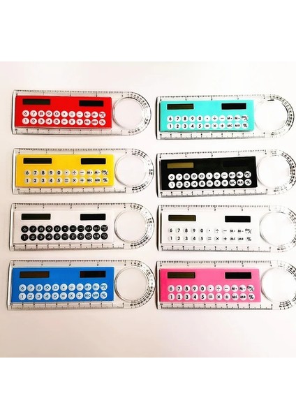 Yeşil 1 Adet 10 cm Mini Ultra-Ince Düz Cetvel ile Güneş Hesap Makinesi Büyüteç Çok Fonksiyonlu Hesap Makinesi Okul Ofis Malzemeleri Hediye (Yurt Dışından)