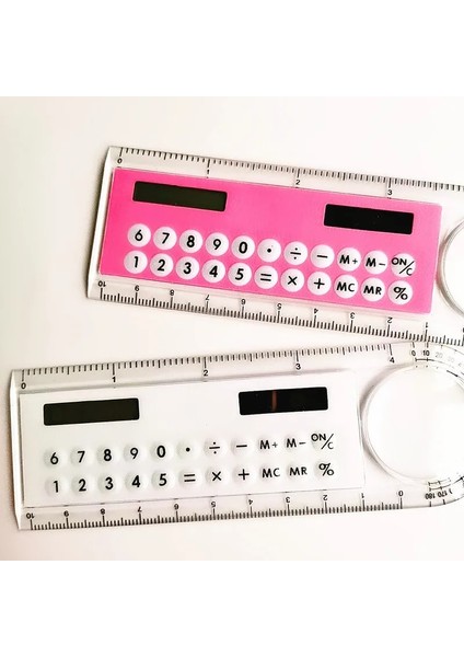 Yeşil 1 Adet 10 cm Mini Ultra-Ince Düz Cetvel ile Güneş Hesap Makinesi Büyüteç Çok Fonksiyonlu Hesap Makinesi Okul Ofis Malzemeleri Hediye (Yurt Dışından)