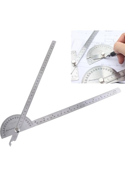 250MM 150 mm 200MM 250MM Açı Ölçeği Yuvarlak Kafa Döner Iletki Aracı 180 Derece Paslanmaz Çelik Ayarlanabilir Çift Kol (Yurt Dışından) fırsatları