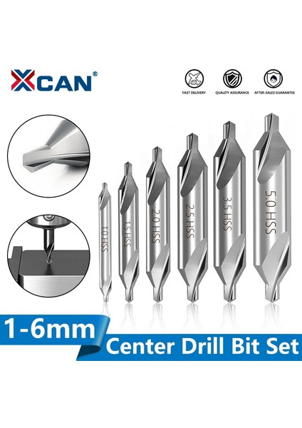 6 Adet 1.0-6.0mm Xcan Hss Kombine Merkezi Matkaplar 60 Derece Havşa Açısı Bit Seti 1.0mm 1.5mm 2.0mm 2.5mm 3.5mm 5mm Metal Matkap Ucu (Yurt Dışından)