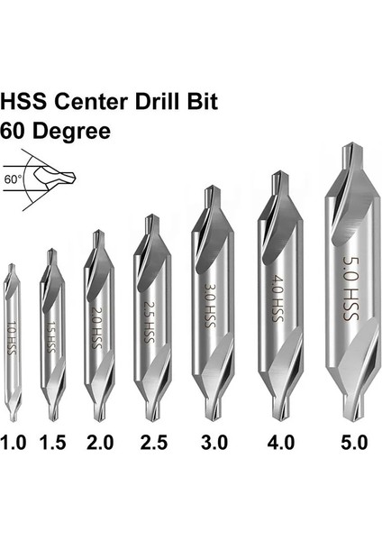6 Adet 1.0-6.0mm Xcan Hss Kombine Merkezi Matkaplar 60 Derece Havşa Açısı Bit Seti 1.0mm 1.5mm 2.0mm 2.5mm 3.5mm 5mm Metal Matkap Ucu (Yurt Dışından)