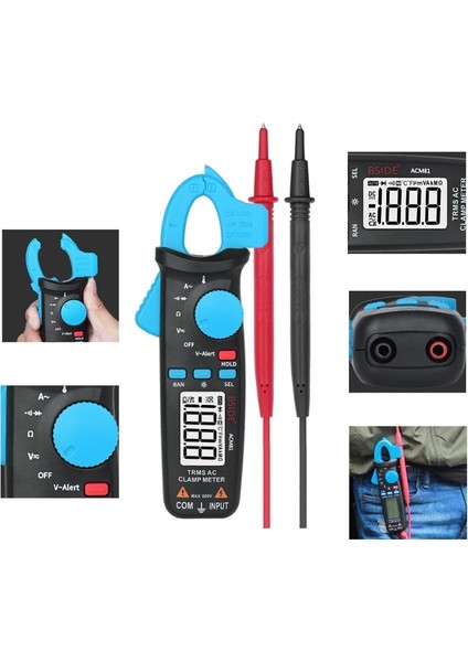 ACM81-BLUE Bsıde ACM81 Dijital Pens Metre Otomatik Rang Trms 1ma Doğruluk 200A Akım Dc Ac Multimetre Vol Ohm Diyot Sıcaklığı Ncv Test Cihazı (Yurt Dışından) indirimleri