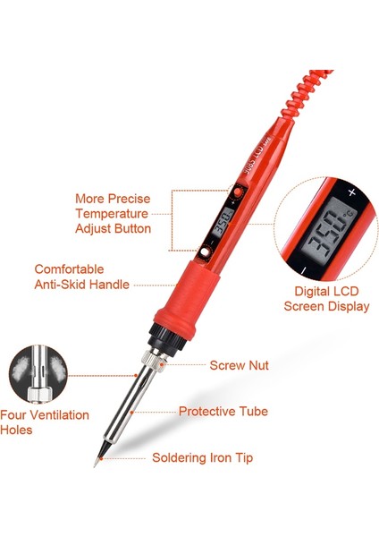 Koyu Mavi 80W 220V, Abd Jcd Havya Kitleri 80W Ayarlanabilir Sıcaklık 220V LCD Dijital Ekran Isıtıcı Lehimleme Ipuçları Lehim Sökme Pompası Kaynak Araçları (Yurt Dışından)