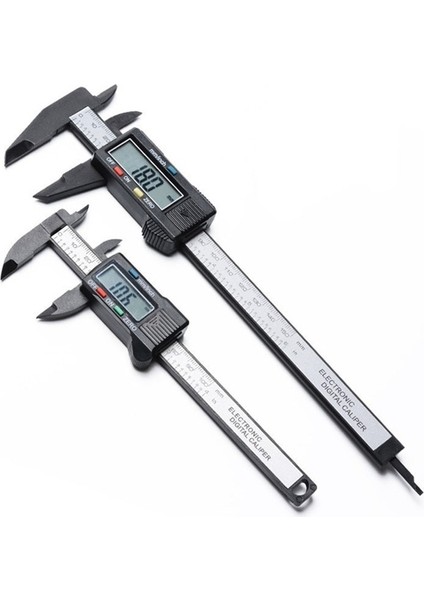 Siyah Kutulu Ölçme Aracı Dijital Kumpas Şık 150MM/6 Inç LCD Dijital Elektronik Karbon Fiber Sürmeli Kumpas Ölçer Mikrometre (Yurt Dışından)