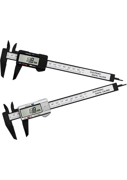 Siyah Kutulu Ölçme Aracı Dijital Kumpas Şık 150MM/6 Inç LCD Dijital Elektronik Karbon Fiber Sürmeli Kumpas Ölçer Mikrometre (Yurt Dışından)