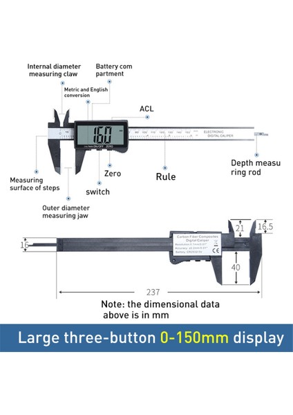Gümüş Dijital Kumpas Elektronik Sürmeli Kumpas 0-150MM Dijital Kumpas Cetvel Ölçer Mikrometre LCD Ölçme Araçları (Yurt Dışından)