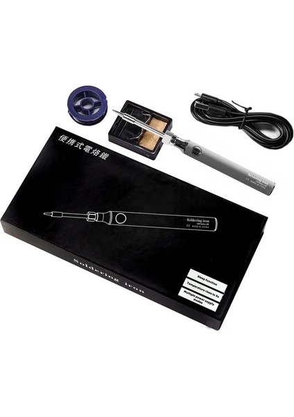 Gri 5V 8W Kablosuz Elektrikli Havya Seti USB Şarj Ayarlanabilir Sıcaklık Lehimleme Istasyonu Ipuçları ile Taşınabilir Tamir Araçları (Yurt Dışından)