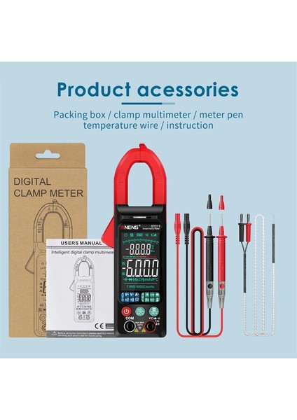 Kırmızı ST211 Dijital Pens Metre Multimetre 6000 Sayım Ac/dc Voltmetre Ampermetre Gerilim Akım Pense Amp Hz Ncv Ohm Otomatik Aralığı Test Cihazı (Yurt Dışından)