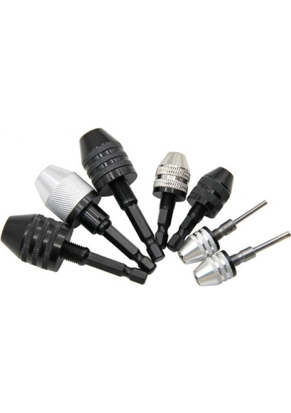 06 Matkap Chuck Adaptörü Anahtarsız Tornavida Darbeli Sürücü Elektrikli Mikro Motor Kelepçe Chuck Aksesuarları Hex Shank Matkap Uçları Adaptörü (Yurt Dışından)