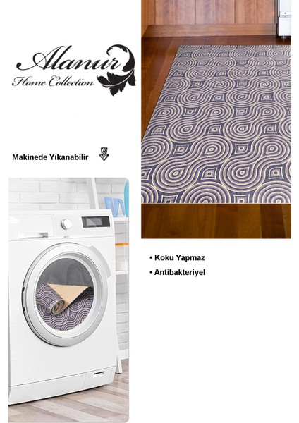 Dijital Mutfak Halısı Yıldız Deri Kaymaz Taban Modern Bobbie Bej