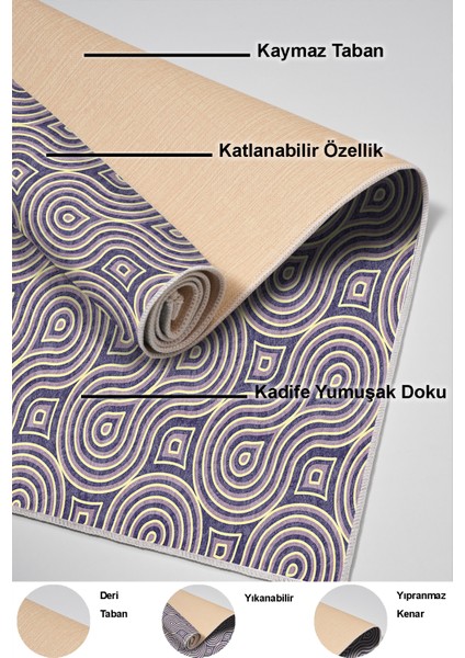 Dijital Mutfak Halısı Yıldız Deri Kaymaz Taban Modern Bobbie Bej