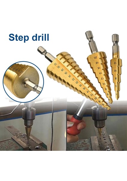 Şerit 4-12 3 Adet 3-12MM 4-12MM 4-20MM Hss Düz Oluk Adım Matkap Ucu Seti Titanyum Kaplamalı Ahşap Metal Delik Kesici Çekirdek Matkap Ucu Seti (Yurt Dışından) fırsatları