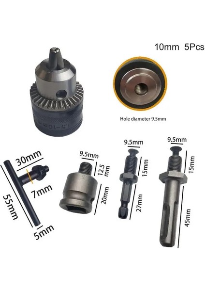 10MM Matkap Chuck Hızlı Değişim Anahtarsız 5 Adet/takım 6.5/10/13/16MM Yedek Adaptör (Yurt Dışından)
