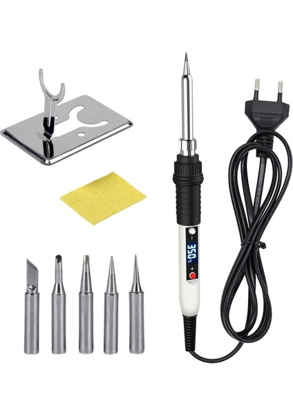 Gümüş 110V Abd Tak, Kaynak Ipuçları ile Jcd Elektrikli Havya Ayarlanabilir Sıcaklık 80W 110V 220V LCD Havya Tamir Demir Istasyonu Kaynak Aracı Aksesuarları (Yurt Dışından)