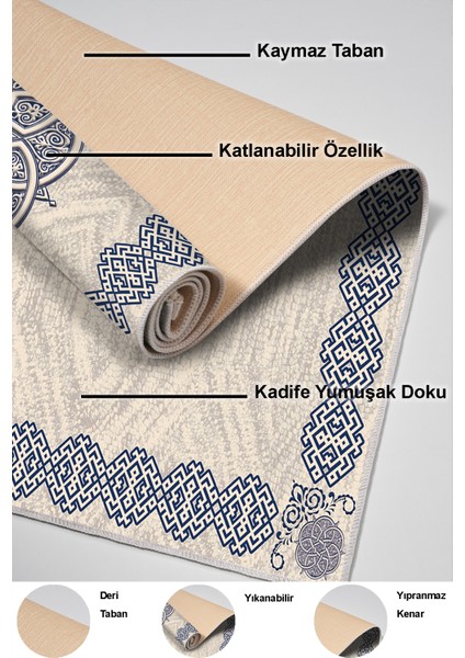 Dijital Mutfak Halısı Yıldız Deri Kaymaz Taban Modern Gilda Mavi indirimleri