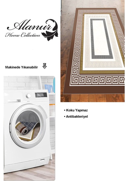 Dijital Mutfak Halısı Star Pamuk Kaymaz Taban Modern Esmee Gold