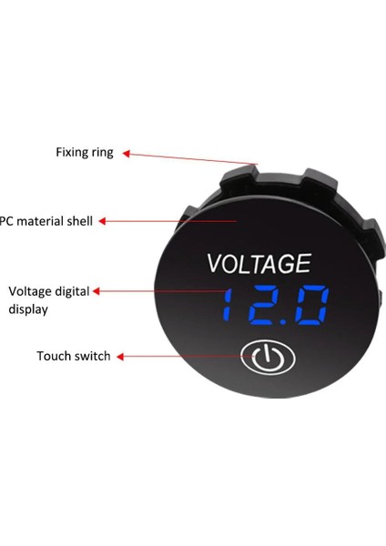 Kırmızı Ekran Dc 12 V-24 V LED Mini Yuvarlak Dijital Voltmetre Dokunmatik Açık Kapalı Anahtarı Ölçer Test Cihazı Araba/motosiklet/motorlu Tekne/kamyon Tamir Için (Yurt Dışından) fırsatları