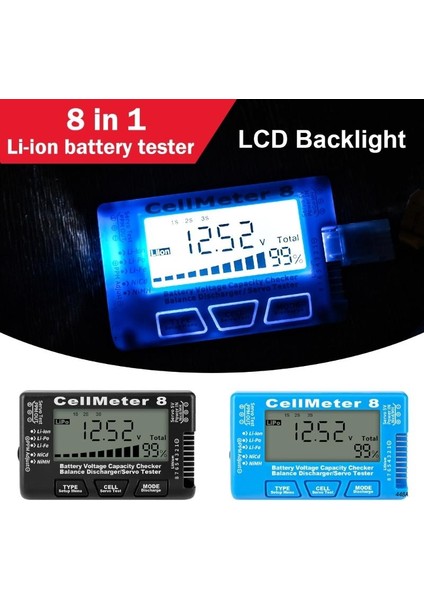 Siyah Cellmeter 8 Denge Tutucu Test Cihazı Lcd-Dijital Kapasite Kontrol Cihazı (Yurt Dışından) modelleri