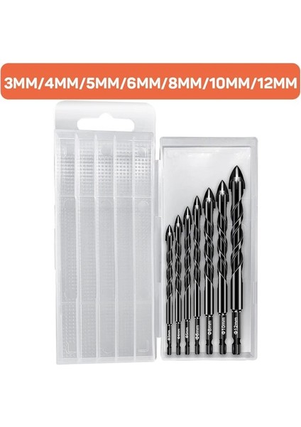 Black3 4 5 6 8 10 12 3-12MM Çapraz Hex Kiremit Matkap Uçları Seti Cam Seramik Beton Delik Açıcı Tuğla Sert Alaşım Üçgen Bit Ağaç Işleme Aleti Kiti (Yurt Dışından)