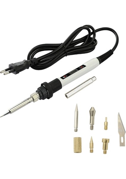 Set-2 110V Us Plug 8'i 1 Arada Ahşap Yakma Gravür ve Markalama Kalem Seti 60W 80W Sıcaklık Ayarlanabilir Elektrikli Havya Kaynak Kabartma Kiti (Yurt Dışından)