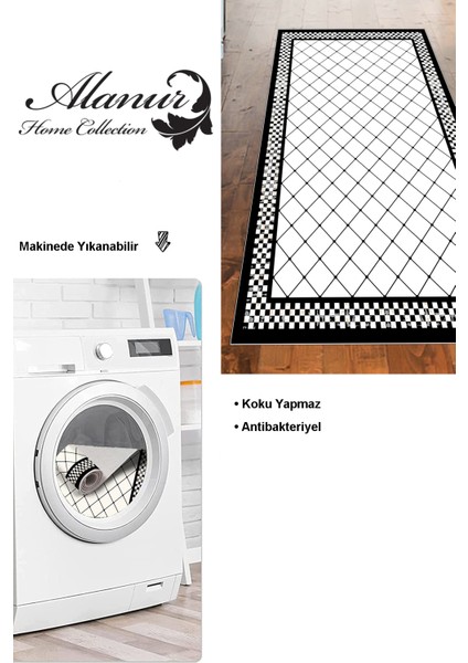 Dijital Mutfak Halısı Trend Keçe Kaymaz Taban Modern Krystalyn Krem