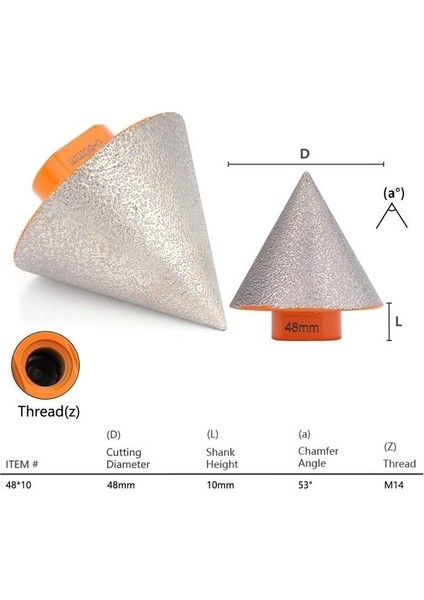 48MM M14 Konu M14 Elmas Pah Uçları DIA20-75MM Freze Fayans Kesici Mermer Beton Delik Testere Duvar Sondaj Taçlar Inşaat Iş Araçları (Yurt Dışından)