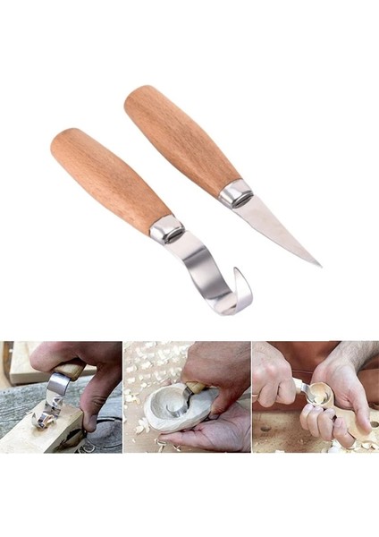 2 Adet Ahşap Oyma Bıçağı Keski Kanca Bıçak Oyma Araçları Ergonomik Ağaç Işleme Kaşığı Dayanıklı Çarpık Yeni Başlayanlar Heykel Profesyonel (Yurt Dışından)