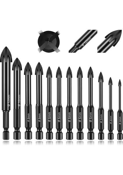 5 Adet 4mm Cam Beton Matkap Ucu Seti Çapraz Altıgen Kiremit Seramik Matkap Uçları Çimentolu Karbür Seti Evrensel Sondaj Aracı Duvar Için Delik Açıcı (Yurt Dışından) fiyatları