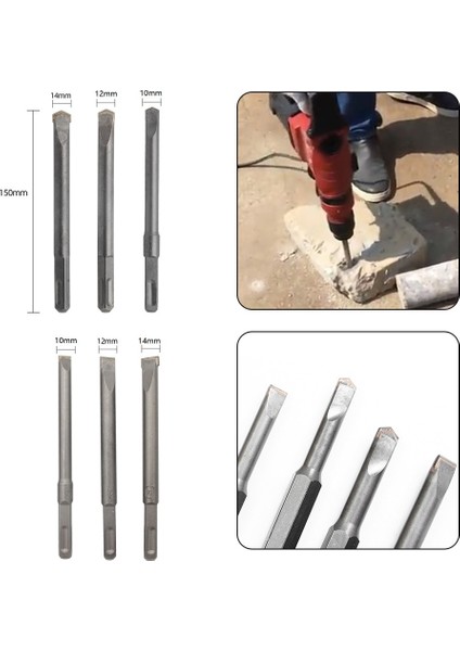 Tip 2 150MM Alaşım Keski Elektrikli Darbeli Matkap Kürek Duvar Kare Kolu Beton Oluklu Tuğla Duvar Delme Boğa Noktası/düz Keski (Yurt Dışından) modelleri