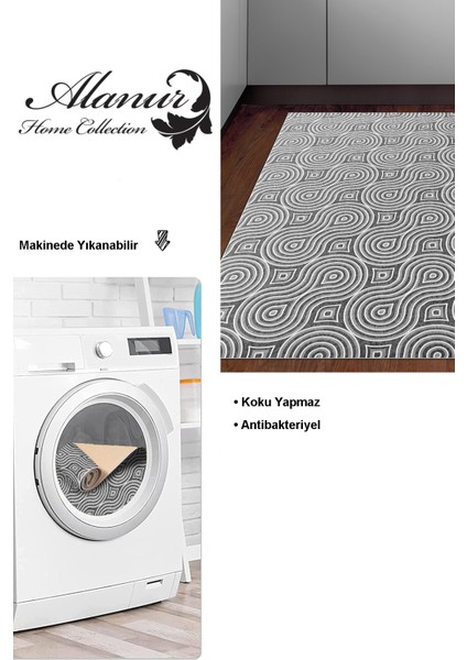 Dijital Mutfak Halısı Yıldız Deri Kaymaz Taban Modern Bobbie Gri modelleri