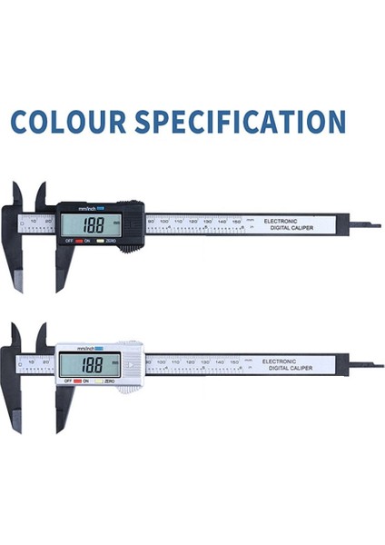 Siyah 0-150 mm Çok Fonksiyonlu Elektronik Dijital Ekran Sürmeli Kumpas LCD Ekran Tüm Plastik Dijital Doğrudan Okuma Ölçme Aletleri (Yurt Dışından)