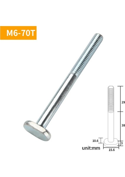 M6-70 Vida T-Yuvası Kaydırıcı T-Track Jig Vida Fikstür Rayı Özel Aksesuarlar Tüm Sürgülü Armatürler Için Ağaç Işleme Masa Rayı Aksesuarları Yeni (Yurt Dışından)