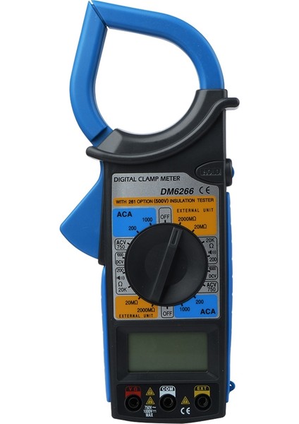 Gökyüzü Mavi LCD Dijital Metre 2 Test Kurşun Kelepçe Metre Ac Dc Akım Gerilim Direnç Test Cihazı Multimetre Mavi Ölçme Aracı DM6266 (Yurt Dışından) fiyatları