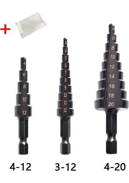 3 Adet Siyah Opp Altıgen 3-12MM 4-12MM 4-20MM 4-32MM Adım Matkap Ucu Seti Rechte Groef Stap Boor Seti Titanyum Gecoat Hout Metal Delik Kesici Çekirdek Boor Seti (Yurt Dışından)