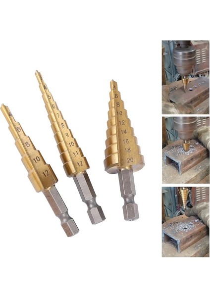 3 Adet Siyah Opp Altıgen 3-12MM 4-12MM 4-20MM 4-32MM Adım Matkap Ucu Seti Rechte Groef Stap Boor Seti Titanyum Gecoat Hout Metal Delik Kesici Çekirdek Boor Seti (Yurt Dışından)