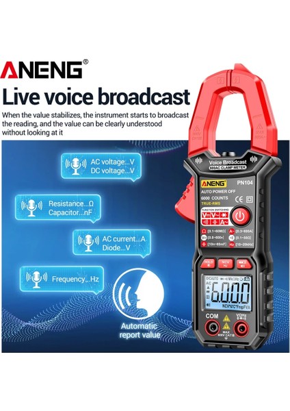 Bir Çift 10A Aneng PN104 Multimetre Dijital Pens Metre Pense Ampermetre Voltmetre 6000 Sayımları Dc/ac Akım Gerilim Test Cihazı Elektronik Aracı (Yurt Dışından) fırsatları