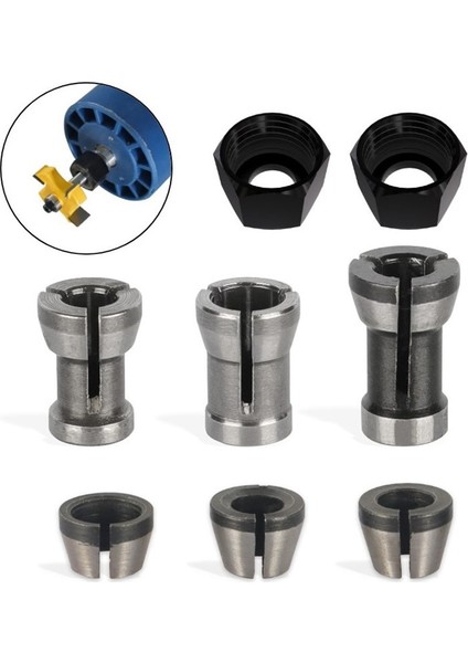 1 Takım 8 In 1 6/6.35/8mm Yönlendirici Bit Collet Chuck Adaptörü Cnc Router Collet Chuck Gravür Kırpma Makinesi Freze Kesicisi Aletler (Yurt Dışından)