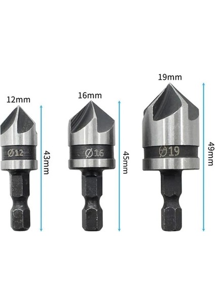 3 Adet 3 Adet Hex Havşa Delme Seti Ahşap Metal Hızlı Değişim Matkap Ucu Araçları 3 Adet Altıgen Şaft Karbon Çelik (Yurt Dışından)