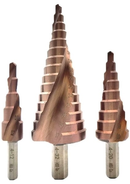 3 Adet 4-12/4-20/4-32MM M35 Kobalt Adım Matkap Ucu Seti Konik Hss-Co Hss Matkap Ucu Kiti Spiral Oluk Üçgen Shank Paslanmaz Çelik (Yurt Dışından)